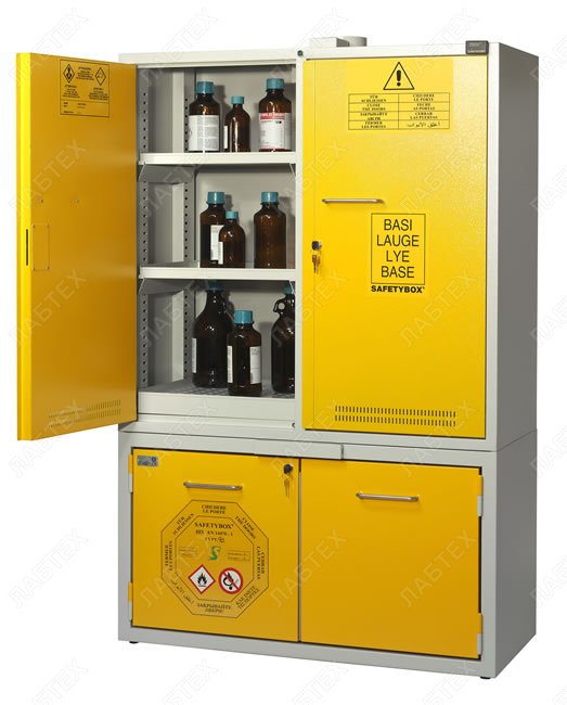 Шкаф для комбинированного хранения кислот, щелочей и ЛВЖ Labor Security System KEMFIRE 1100A, Type A